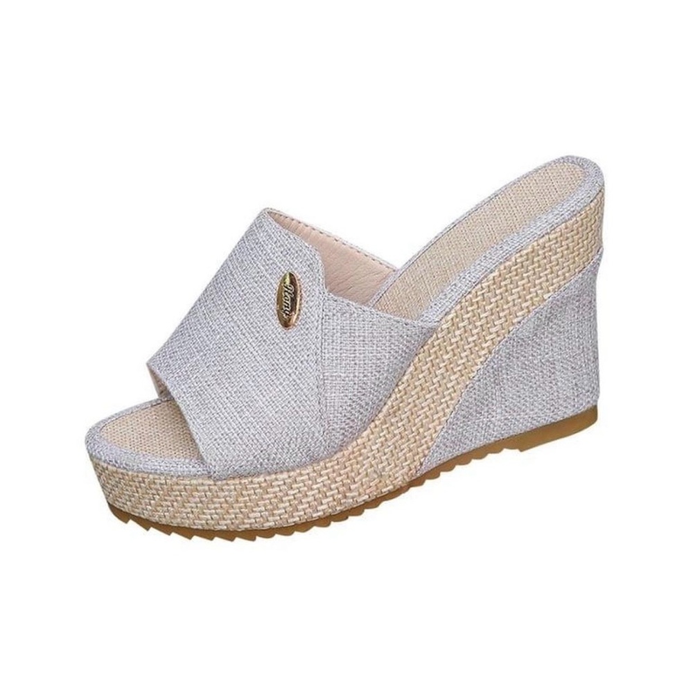 New! Wedge Sandals Slip On Mules Fabric Comfortable Casual‎ Shoes Non-Slip Sole